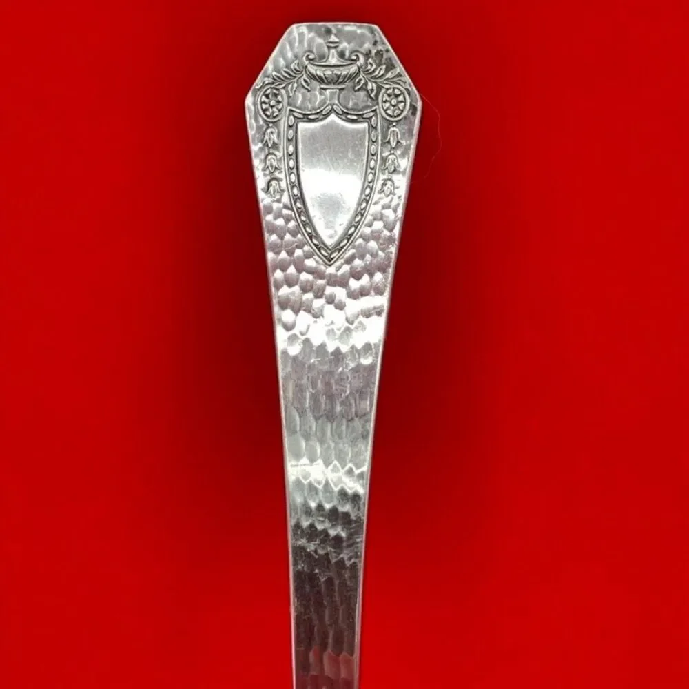 1847 Rogers Bros Heraldic Gravy Ladle Silverplate 1916 Hammered Finish